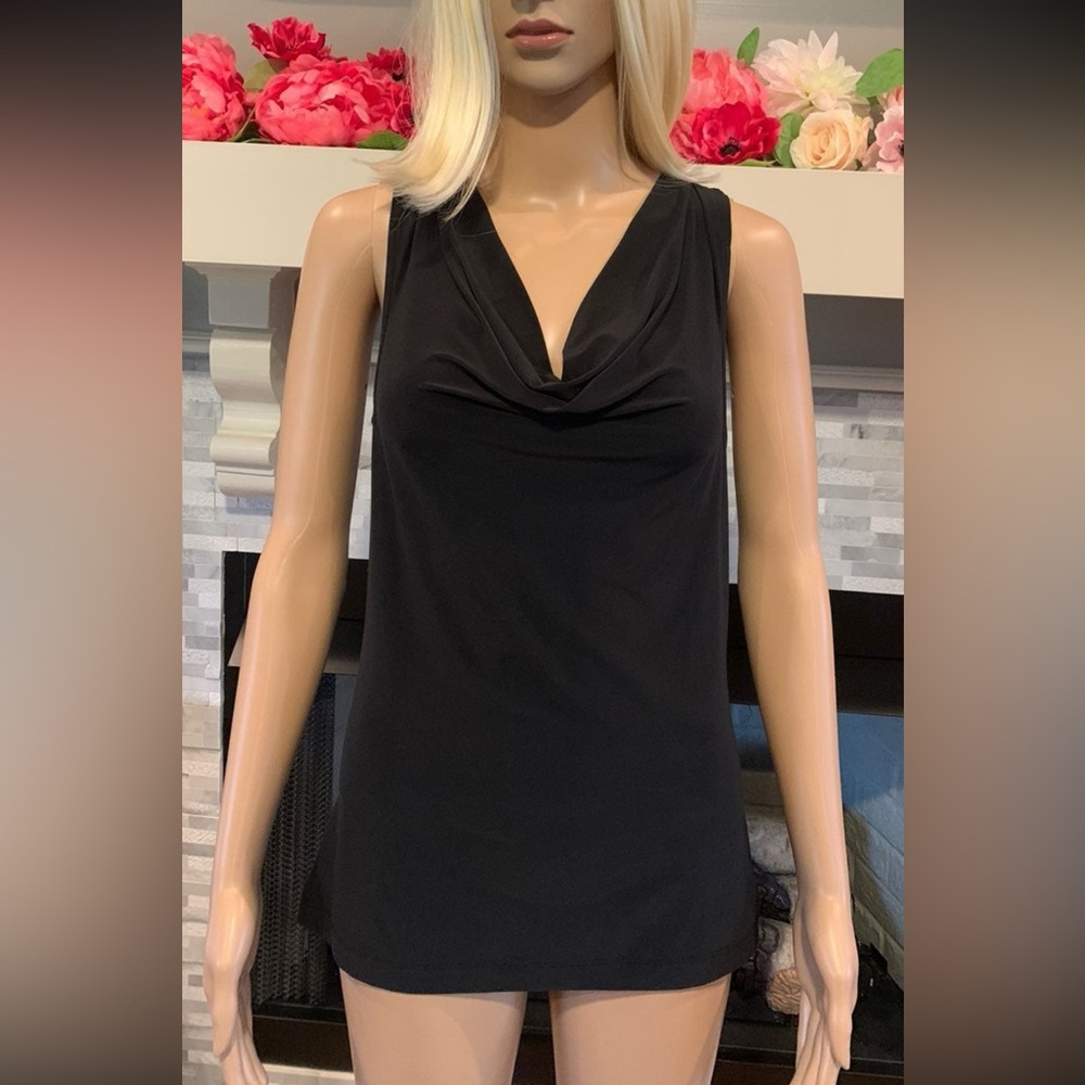 The Limited Black Cowl Neck Back Ties Tank Top Blouse Size Medium